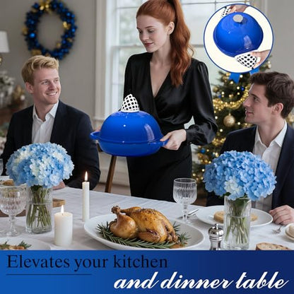 Enamelled Cast Iron Dutch Oven Pot – Dutch Oven Pot with Lid For Sourdough Bread Baking – Cast Iron Bread Oven – Dark Blue, Umite Chef 6QT Pot with Lid & Cotton Potholders