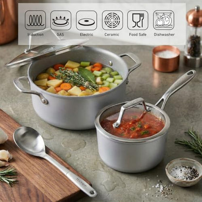 TECHEF - CeraTerra Collection Ceramic Nonstick Cookware Set (PTFE and PFOA Free Ceramic Exterior & Interior), Made in Korea, (6-Piece Set)