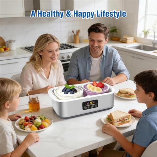 Yogurt Maker with Adjustable Time and Temp Control, 2 Bowls/1 Quart