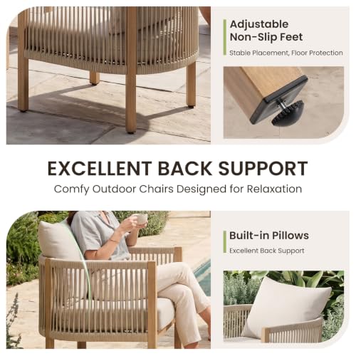 DAYAOUTDOOR Outdoor Patio Loveseat for 2, Modern Sofa, Apricot Beige