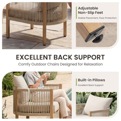 DAYAOUTDOOR Outdoor Patio Loveseat for 2, Modern Sofa, Apricot Beige