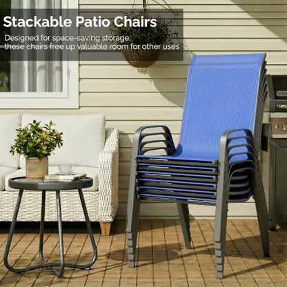 MAMIZO 7 Pieces Patio Dining Set for 6, Glass Table and Textilene Chairs