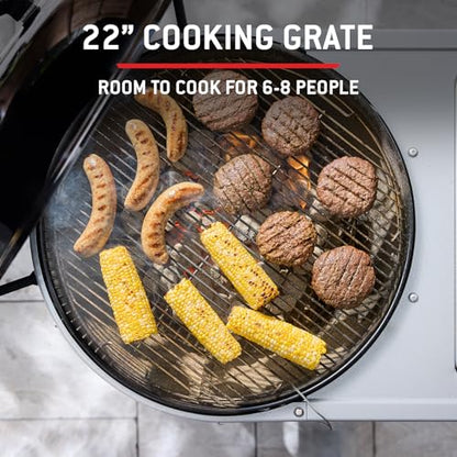 Weber Performer™ 22‑Inch Charcoal Grill for Outdoor Cooking – Black, Porcelain-Enameled Finish, Temperature Control Dampers & Prep Table, Kettle