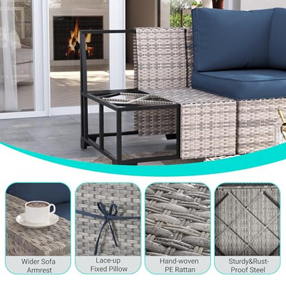 Outdoor Patio Furniture Set Pe Wicker Rattan Outdoor Conversation Sofa