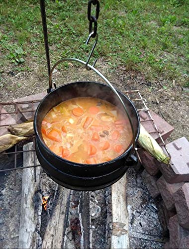 Cuisiland 10QT Cast Iron Potjie Cauldron Pot with Lid & 3 Legs – Pre-Seasoned South African-Style Campfire Pot for Outdoor Cooking, Soups, Stews & Braising – Heavy-Duty Cast Iron Dutch Oven