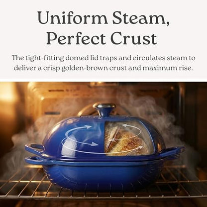 ROSSALLINI Signature Enameled Cast Iron Sourdough Bread Oven | Non-Stick with Tight Fitting Lid for Perfect Baking and Bread Making | 2QT Oval Oven With Lid [Oyster Grey]