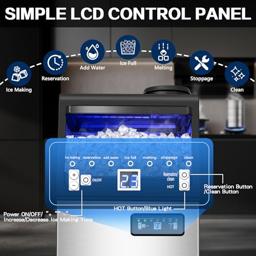 Zomagas 110LBS/24H Commercial Ice Maker Machine Under Counter/Freestanding