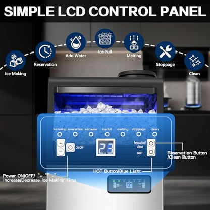 Zomagas 110LBS/24H Commercial Ice Maker Machine Under Counter/Freestanding