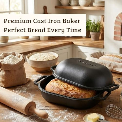 CuisiLand 9QT Cast Iron Dutch Oven for Bread Baking – Professional Sourdough & Artisan Loaf Oven, Superior Heat Retention, Heavy-Duty Cookware for Home & Kitchen