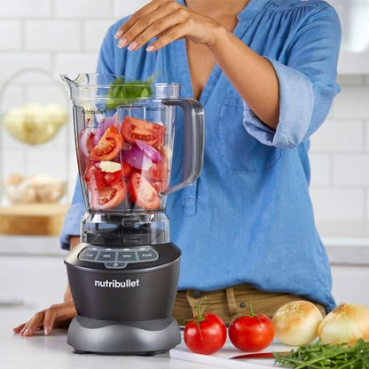 Nutribullet Full-Size Blender Combo, Single-Serve & Large Capacity, 1200W, 64oz Pitcher, 32oz Cup, Extractor Blade, 3-Speed, Pulse, Smoothies, Soups, Sauces, Easy Cleaning, Dark Gray, NBF50500