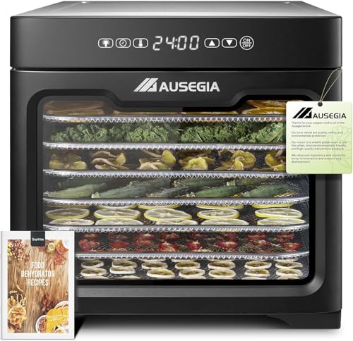 Ausegia Commercial Large Food Dehydrator, Usable Area up to 9 ft², 800W Full Stainless Steel Dryer Machine, up to 190℉ Temperature, for Meat, Fruit, Veggies, Beef, Herbs