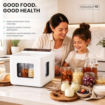 FermentPro 12.8L Smart Yogurt Maker Machine & Fermentation Kit, Kombucha, Kimchi, Natto, tempeh, Sourdough Maker, Temp Control 50-115°F, Timer 1 Hr -30 Day, Post-Ferment Cooling