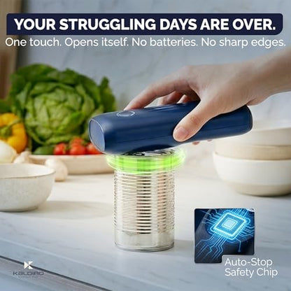 Kaldiro Electric Can Opener For Seniors – One-Touch, Auto-Stop, Rechargeable, Opens All Can Sizes - Compact, Food-Safe, Portable Side Cut Can Opener Smooth Edge For Effortless, Easy Kitchen Use