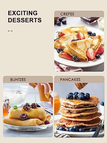 Crepe Maker Machine, Reemix Compact Pancake Griddle Precise Temperature Control, Nonstick 12” Electric Griddle, Batter Spreader for Eggs, Pancakes, Omelets and Quesadillas (Black)