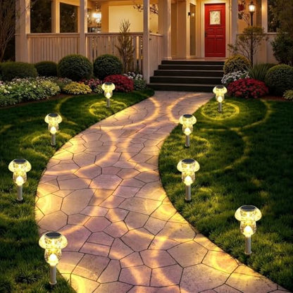 Benany Solar Lights Outdoor, 8 Pack Mushroom Lights Outside Waterproof, Solar Powered LED Lighting for Garden, Yard, Landscape, Path, Pathway, Lawn, Walkway, Driveway, Backyard Decor (Warm White)
