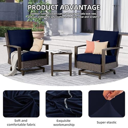 DREAHOTEXTIL 8Pcs Outdoor Cushion Covers, Elastic Patio Cushion Covers