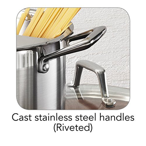 Tramontina Lock & Drain Stainless Steel 8-Quart Pasta Pot with Lid and Strainer