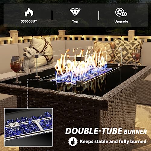 Vakollia 13 Pieces Patio Furniture Set with 44" Propane Gas Fire Pit Table