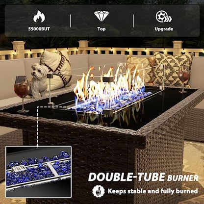 Vakollia 13 Pieces Patio Furniture Set with 44" Propane Gas Fire Pit Table