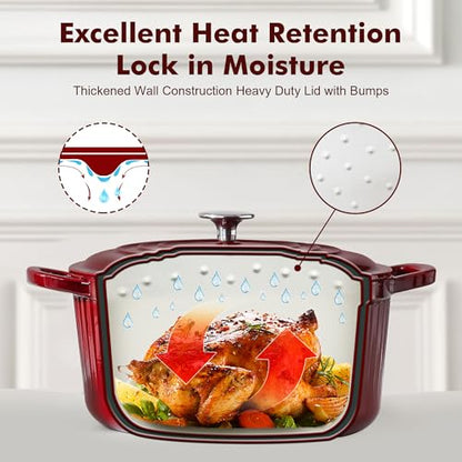 SENSARTE Enameled Cast Iron Dutch Oven Pot with Lid 3.5/5.5/6.5 Quart Heavy-Duty Round Dual Handles Kitchen Pot with Cotton Potholders & Silicone Trivet, Pot for Bread Baking, Stews, Braising, Roasting, Oven Safe, 6.5 Quart, Red