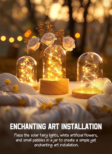 Minetom Solar Fairy Lights,33Ft 100 LED Solar String Lights Outdoor, IP65 Waterproof Patio Lights with 8 Modes for Tree Patio Christmas Party Wedding Decor (Warm White)