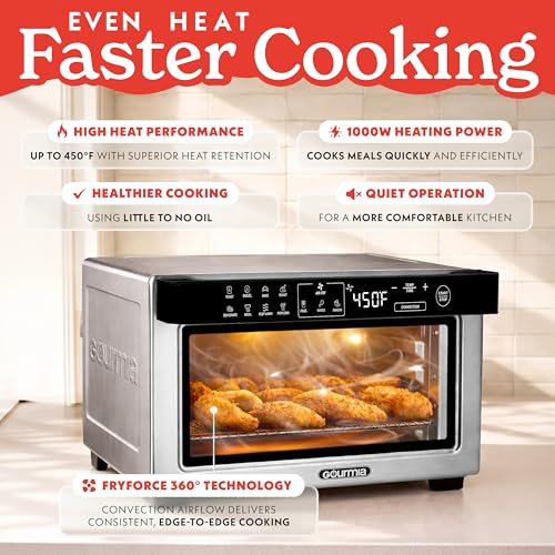 Gourmia Toaster Oven - 4-Slice Capacity, Digital Display, Stainless Steel