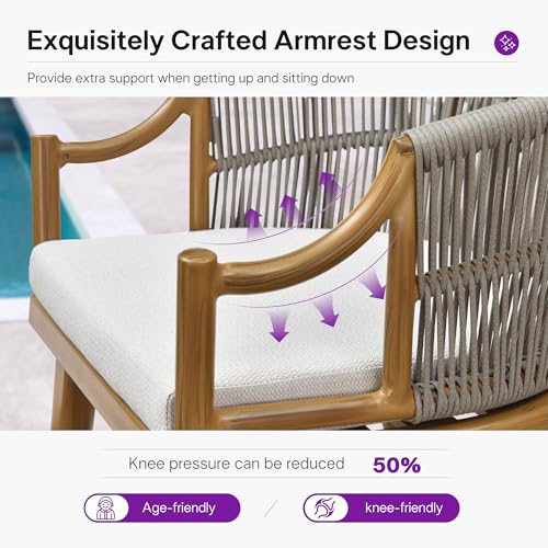 PURPLE LEAF 12 Pieces Outdoor Dining Set All Weather Wicker Patio Dining Set with Rectangular Aluminum Table and Modern Armrest Dining Chairs for Garden Deck Backyard Kitchen, Teak