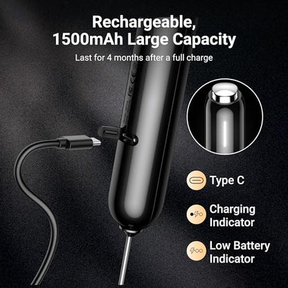 InstaWhisk Milk Frother with Variable Speed, Rechargeable Coffee Frother Wand with Detachable Double Whisk, Drink Mixer Handheld Electric Stirrer for Latte, Cappuccino, Matcha, Almond Milk, Protein
