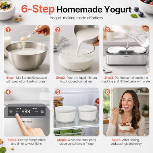 Suteck Probiotic Yogurt Maker, Two 1-Quart Containers for Larger Batches