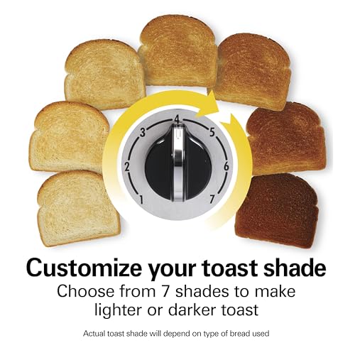Hamilton Beach 2 Slice Toaster with Extra-Wide Slots, Bagel Setting, Toast Boost, Slide-Out Crumb Tray, Auto-Shutoff & Cancel Button, Defrost Function, Stainless Steel (22794)