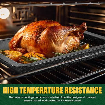 LOYIM 6 Pcs Roasting Pan with Rack Set 14/13/12" Stainless Steel Cookie Baking Sheet Pan and Flat Rack Baking Pans Sets Nonstick for Oven Cooking Roasting Kitchen Cookware