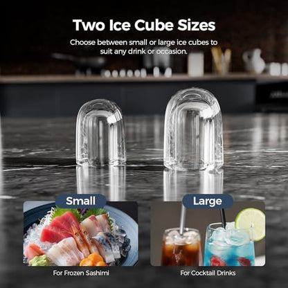 Antarctic Star Countertop Ice Maker Machine with Handle, 8 Cubes Ready in 6 Mins, 26.5lbs/24Hrs, Self-Cleaning Portable Ice Maker/Basket and Scoop for Home/Kitchen/Camping/RV (Black/Grey)