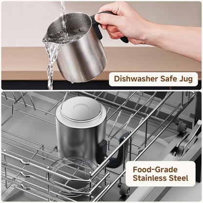 AMZCHEF Electric Milk Frother and Steamer, 600W Hot and Cold Foam Maker, 8 Modes, One-Button Control, 17oz Milk Warmer for Coffee, Lattes, Cappuccinos, Macchiatos, Detachable Stainless Steel Pitcher