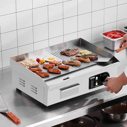 VEVOR Commercial Electric Griddle, Countertop 22" Half Flat Top Griddle