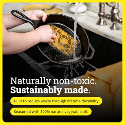 Lodge Seasoned Cast Iron Skillet Set 8, 10.25 & 12 Inches - PFAS-Free, Non-Toxic Cookware - Use with an Oven, Stove, Grill, or Campfire - Naturally Non-Stick & Oven Safe
