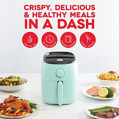 Dash Tasti-Crisp™ Air Fryer - AirCrisp® Technology - Compact Design with Adjustable Temperature Control - Nonstick Fry Basket & Auto Shut-Off Feature - 2.6 Quarts - Aqua