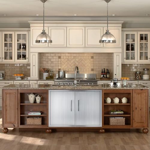 ZHAIUPON Double Door Dry Storage Pantry, 30" Stainless Steel Cabinet Storage for Outdoor Kitchen, BBQ Island, Patio Grill Station