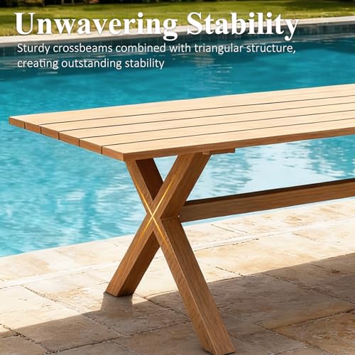 LayinSun 7 Pieces Outdoor Patio Dining Set, Aluminium Rectangular Dining Table and Wicker Rattan Chairs Set for Outside Backyard, Poolside