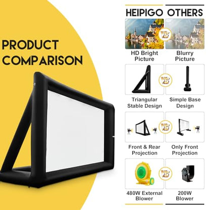 Heipigo 23ft Inflatable Projector Movie Screen Outdoor Projector Screen Portable with Air Blower Storage Bag for Backyard Movie Night, Theme Parties, Celebrations, Front/Rear Projection