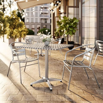 Flash Furniture Lila 31.5'' Square Aluminum Indoor-Outdoor Table Set with 2 Slat Back Chairs