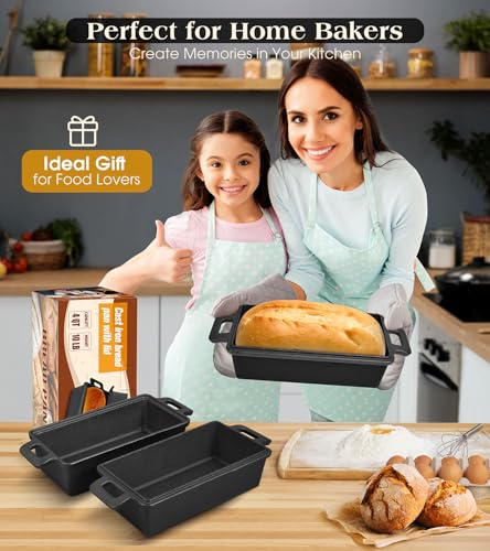 Bachdomc Cast Iron Loaf Pan With Lid, 9×5 in – 2‑in‑1 Heavy‑Duty & Oven‑Safe Loaf Pan for Sourdough & Homemade Bread
