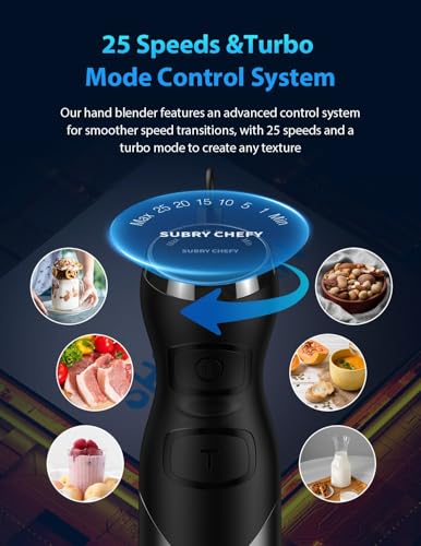 2026 New 1000W Immersion Blender Handheld – 25-Speed, Stainless Steel, Hand Blender, Corded Hand Mixer with Heavy-Duty Copper Brushless Motor & Gift Box (Black)