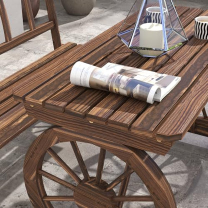 Outsunny Outdoor Table and Chairs for 4 People 3 Piece Carbonized