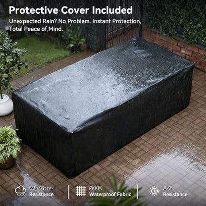 LazySunsets 7-Piece Patio Furniture Set, Wicker Rattan Outdoor Furniture with Thick Cushions, Patio Conversation Sets with Coffee Table, Outdoor Sectional Couch Sofa with Waterproof Cover, Black