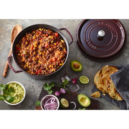 Staub Cast Iron 9-qt Round Cocotte - Grenadine
