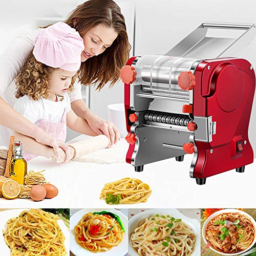 LEONEBEBE Pasta Maker Machine,Electric Noodle Maker&Dumpling Machine for Commercial&Home Use,Stainless Steel Dual-Cutter No Disassembled-3/9mm Width Noodle/Thickness Dough-Auto Noodle Sheeter