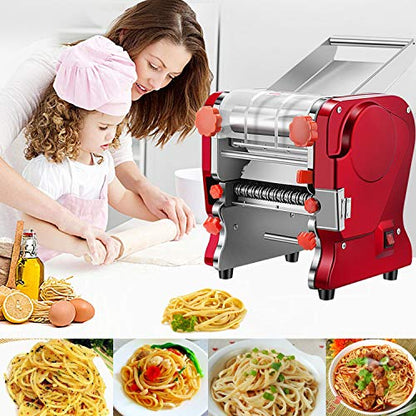 LEONEBEBE Pasta Maker Machine,Electric Noodle Maker&Dumpling Machine for Commercial&Home Use,Stainless Steel Dual-Cutter No Disassembled-3/9mm Width Noodle/Thickness Dough-Auto Noodle Sheeter