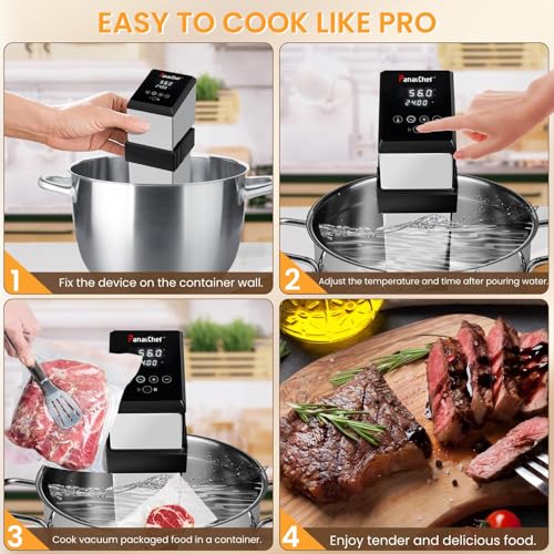 1600W Commercial Sous Vide Cooker Immersion Circulator, Restaurant Sous Vide Machines, 360° Water Circulation, 15dB Ultra Quiet, Fast Heating, Precise Time & Temperature Control (Silvery)