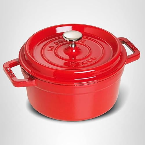 STAUB Cast Iron 7-Qt. Cocotte Round Dutch Oven, Serves 7-8, Cherry