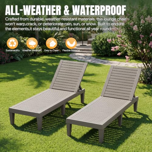WTFGO Outdoor Chaise Lounge Chair Set of 4, Grey